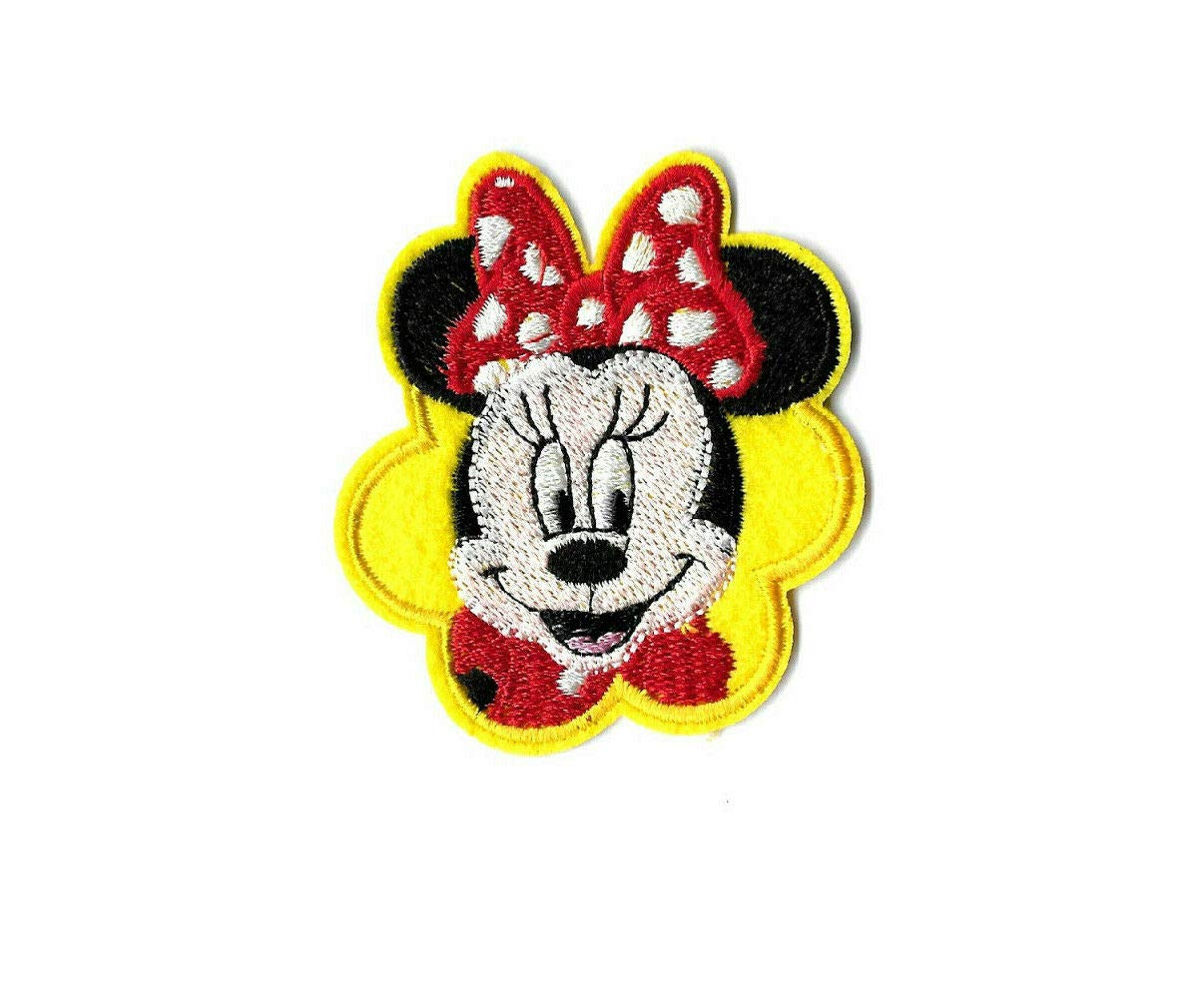Minnie Mouse Iron On Patch - Disney Cartoon Embroidered Red & White Bow - Perfect for DIY Crafts, Backpacks, Jackets & Costume Accessories