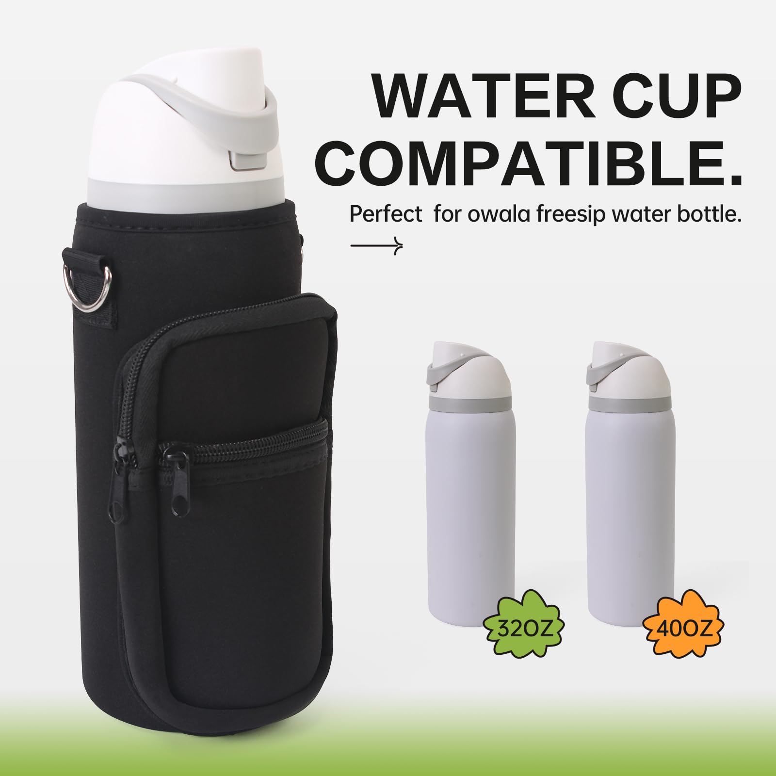 Owala 32OZ & 40OZ Water Bottle Holder with Adjustable Strap - Insulated Sling Carrier Bag with Phone Pocket - Perfect for Hiking, Gym & Outdoor Activities