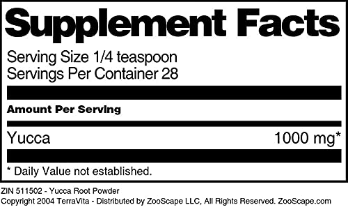 Organic Yucca Root Powder 1 oz (ZIN: 511502) | Natural Dietary Supplement for Digestive Health & Skin Care | Perfect for Smoothies, Baking & Herbal Remedies