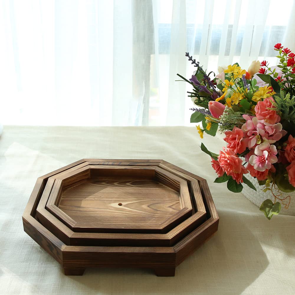 3-Tier Wooden Serving Tray - Rustic Farmhouse Decor for Kitchen, Desserts & Cupcakes | 27