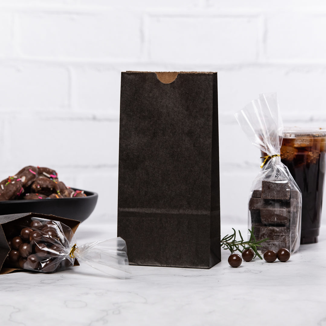 Premium Black Paper Bags 2 lb Capacity - 4.25