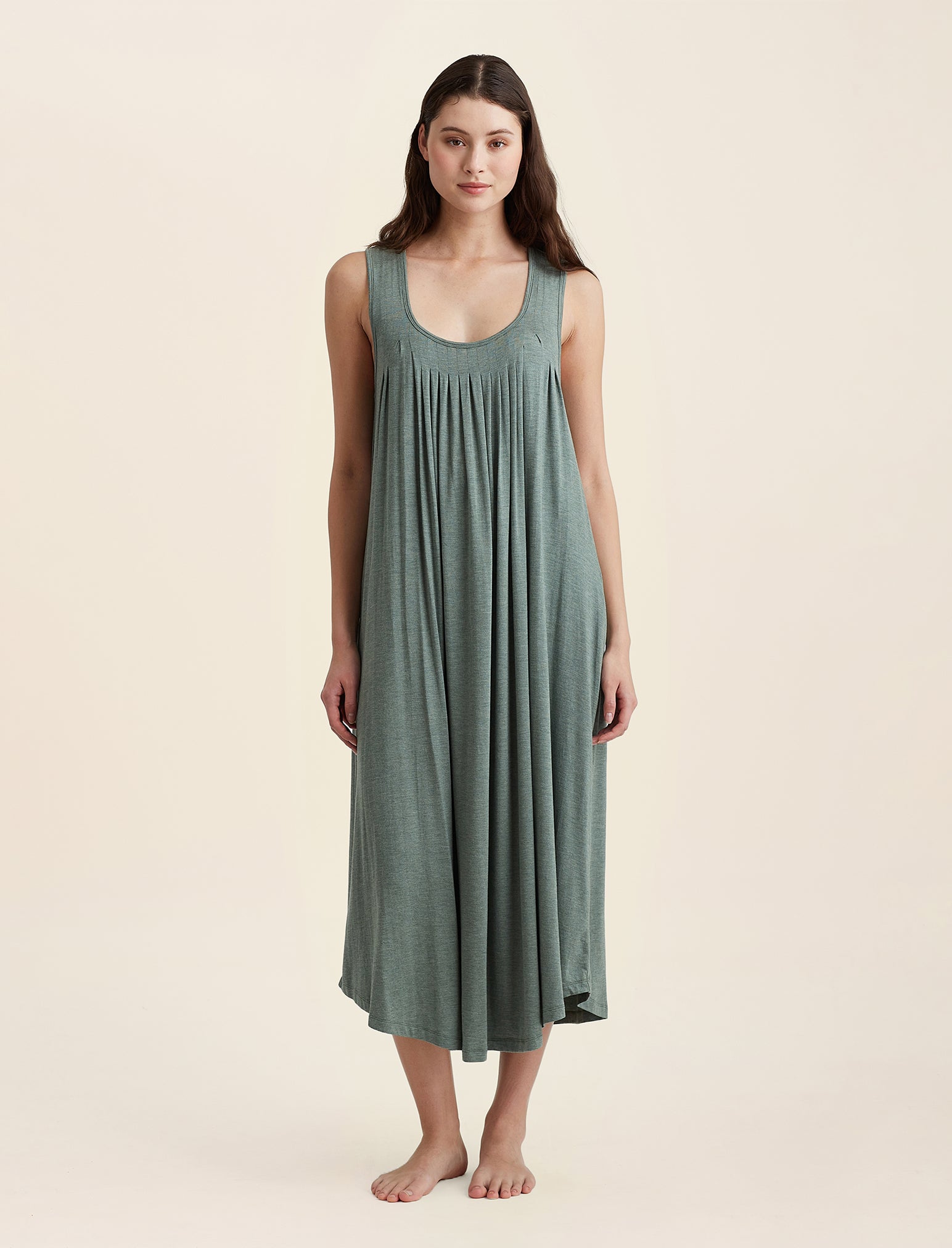 Kate Modal Soft Pleat Front Maxi Nightie - Comfortable Long Sleepwear for Women, Breathable & Silky Smooth - Perfect for Relaxing at Home or Overnight Travel