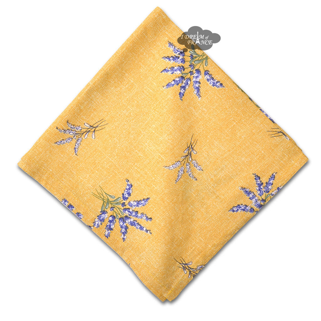 Valensole Yellow Provence 100% Cotton Napkins Set - French Country Style Table Linens for Dining, Kitchen, and Party Decor