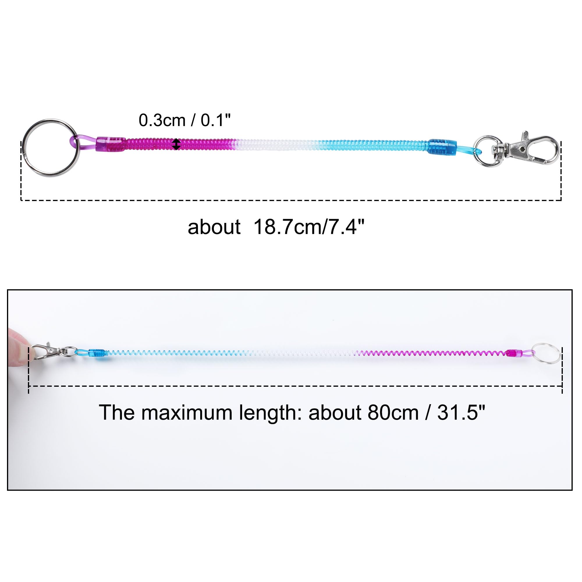 Retractable Safety Coiled Lanyard with Metal Lobster Clasp - Anti-Lost Spiral Keychain for Keys, Wallet & Phone | Theftproof Stretch Cord for Office, Gym & Travel Accessories