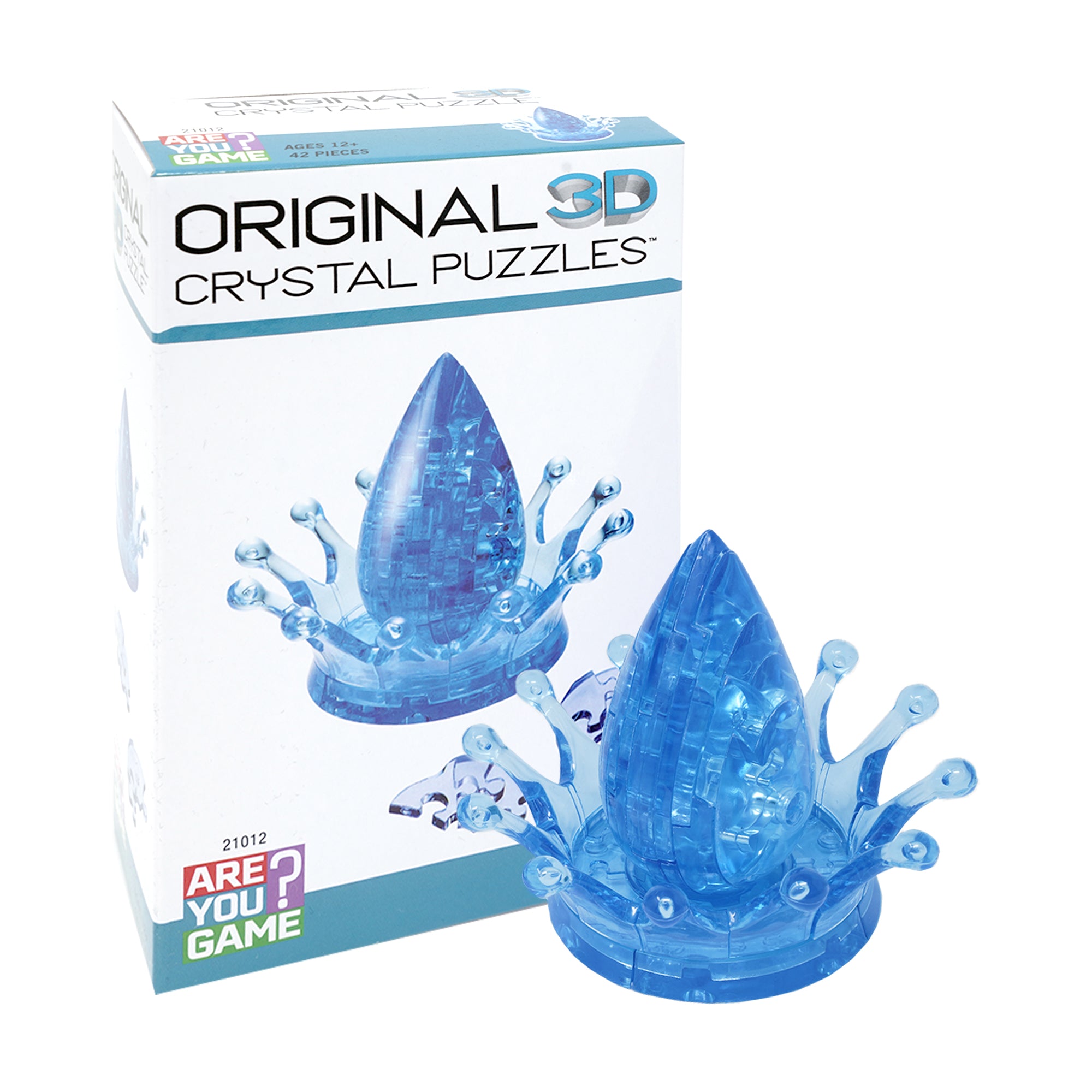 Aqua Gleam 3D Crystal Puzzle - Water Crown 42 Piece Brain Teaser for Adults & Teens | Fun DIY Home Decor & Gift Idea for Puzzle Lovers