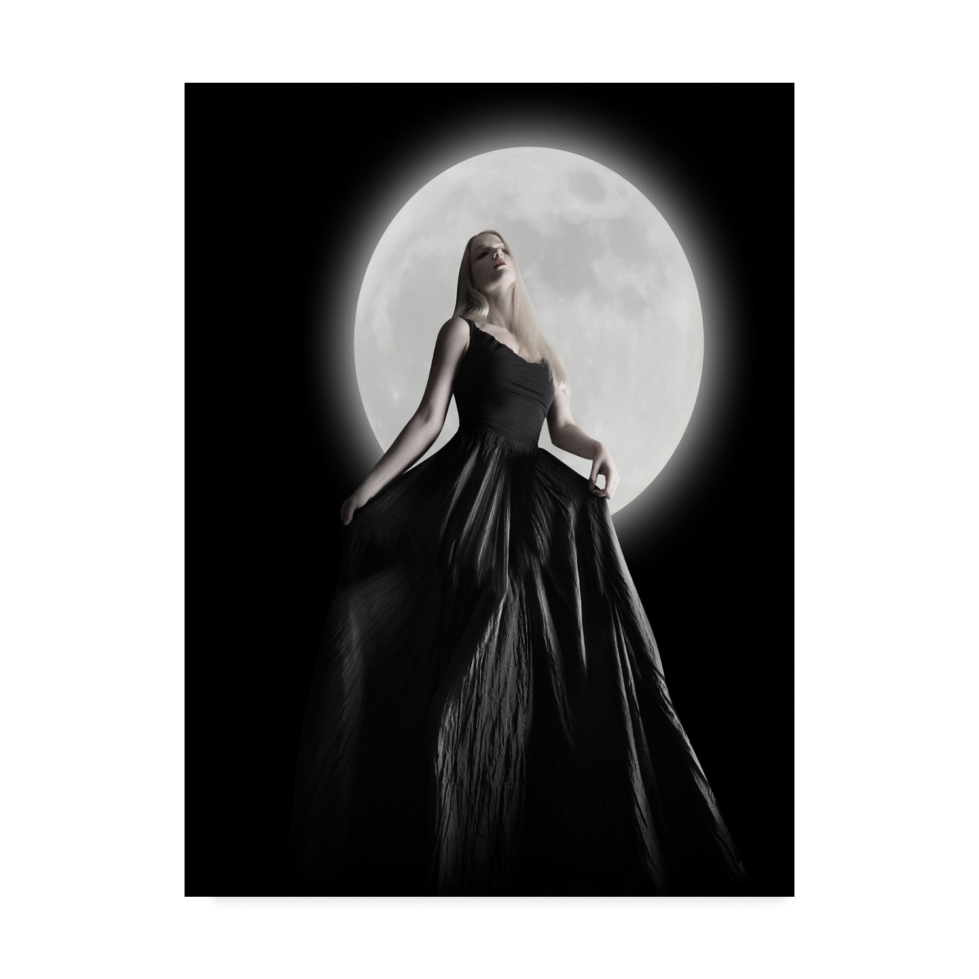 Trademark Fine Art Dark Night Moon Canvas Print by Angela Waye - 35x47 Inch Multicolor Wall Art for Living Room, Bedroom & Office Decor
