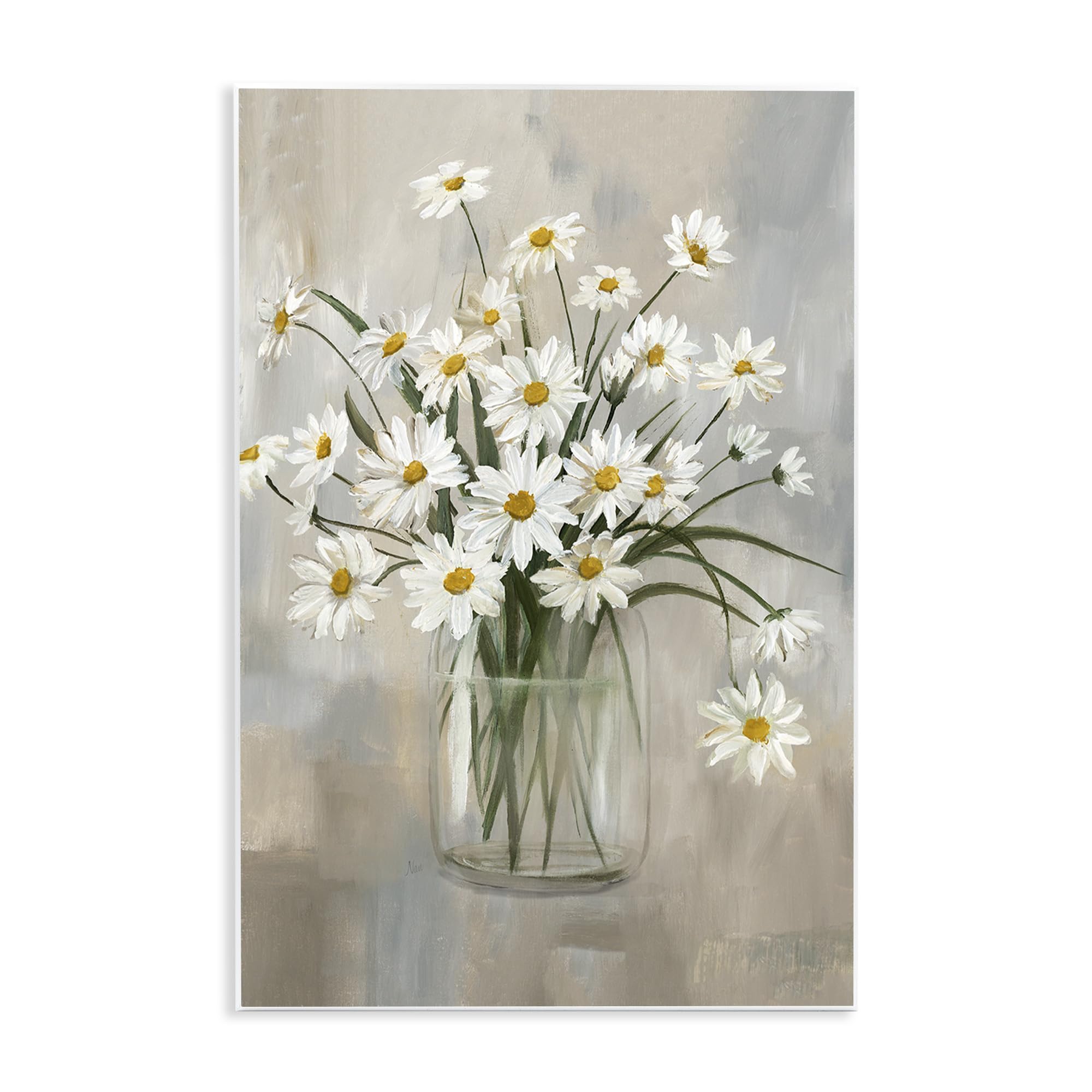 Stupell Industries Daisy Bloom Bouquet Abstract Floral Wall Art Plaque - Modern Home Decor for Living Room, Bedroom & Office