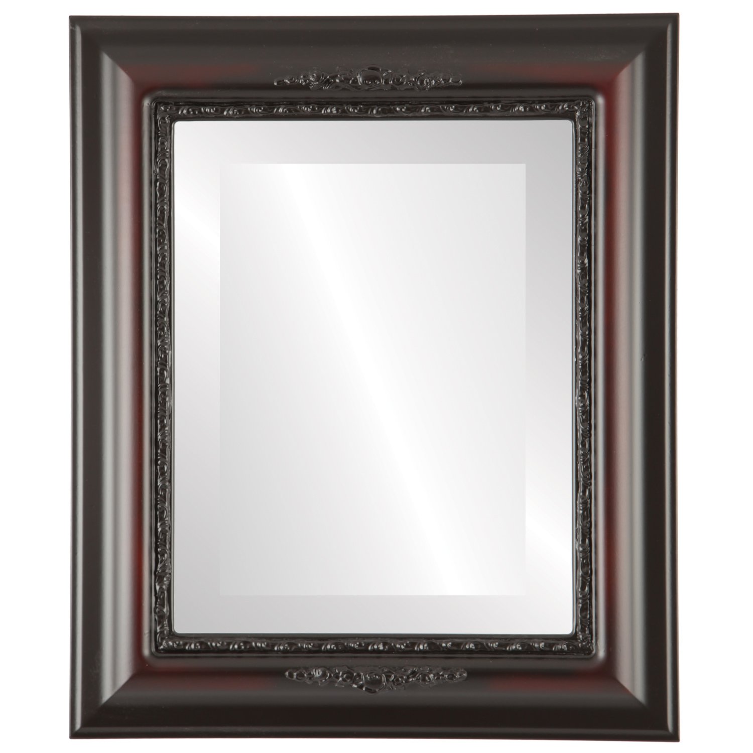 Boston Style Rosewood Rectangle Beveled Wall Mirror - 23x29 Inches - Elegant Home Decor Mirror for Living Room, Bedroom & Entryway