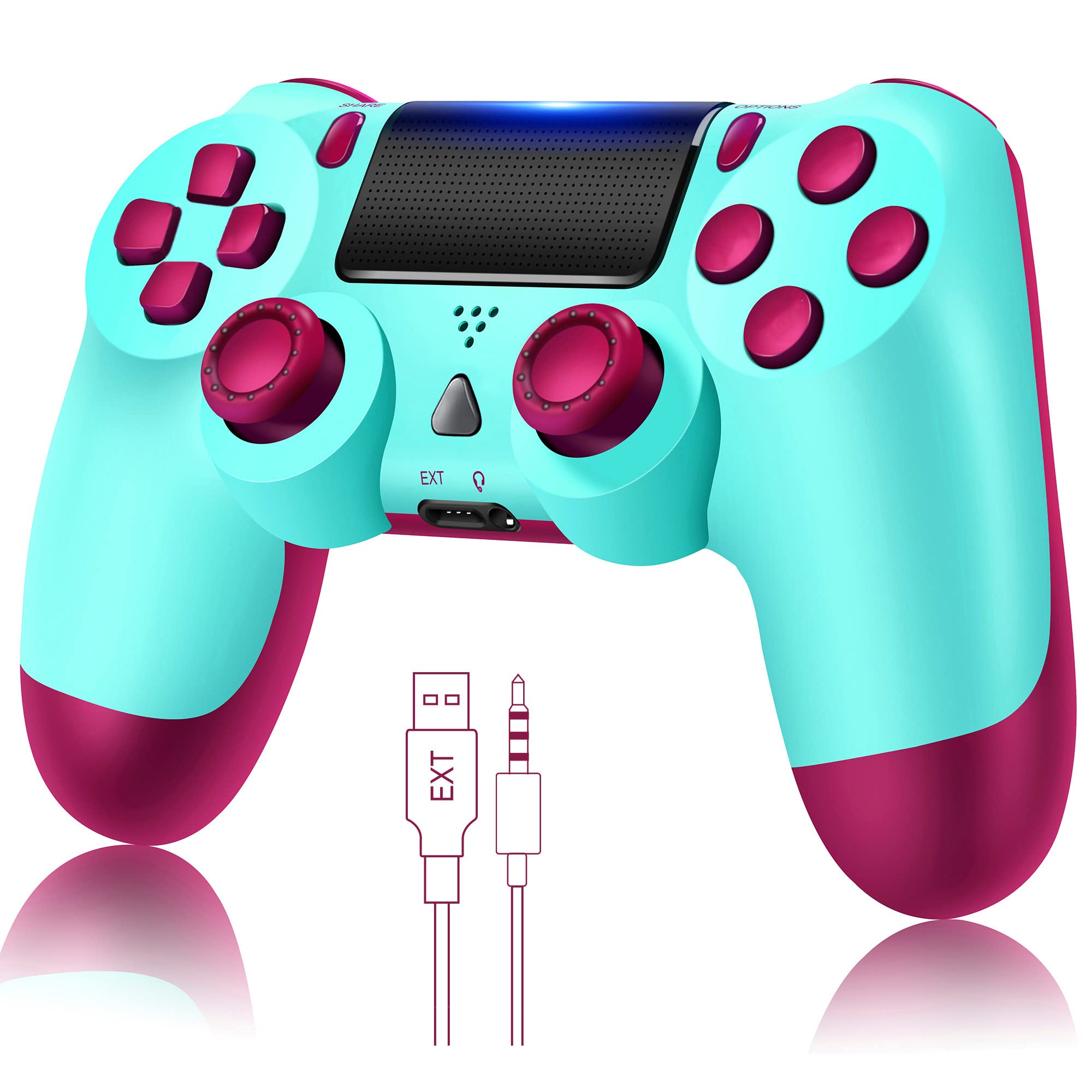 Wireless PS4 Controller with Dual Vibration - Replacement Gamepad for Playstation 4/Slim/Pro - Includes Charging Cable (Berry Blue) - Perfect for Gaming, Streaming & Multiplayer Sessions
