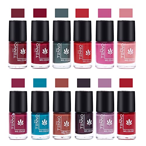 TENNO High Shine Glossy Nail Polish Set - 12 Vibrant Colors, Long Lasting & Chip Resistant (CND05) - Perfect for Manicures, Pedicures, Nail Art & Special Occasions