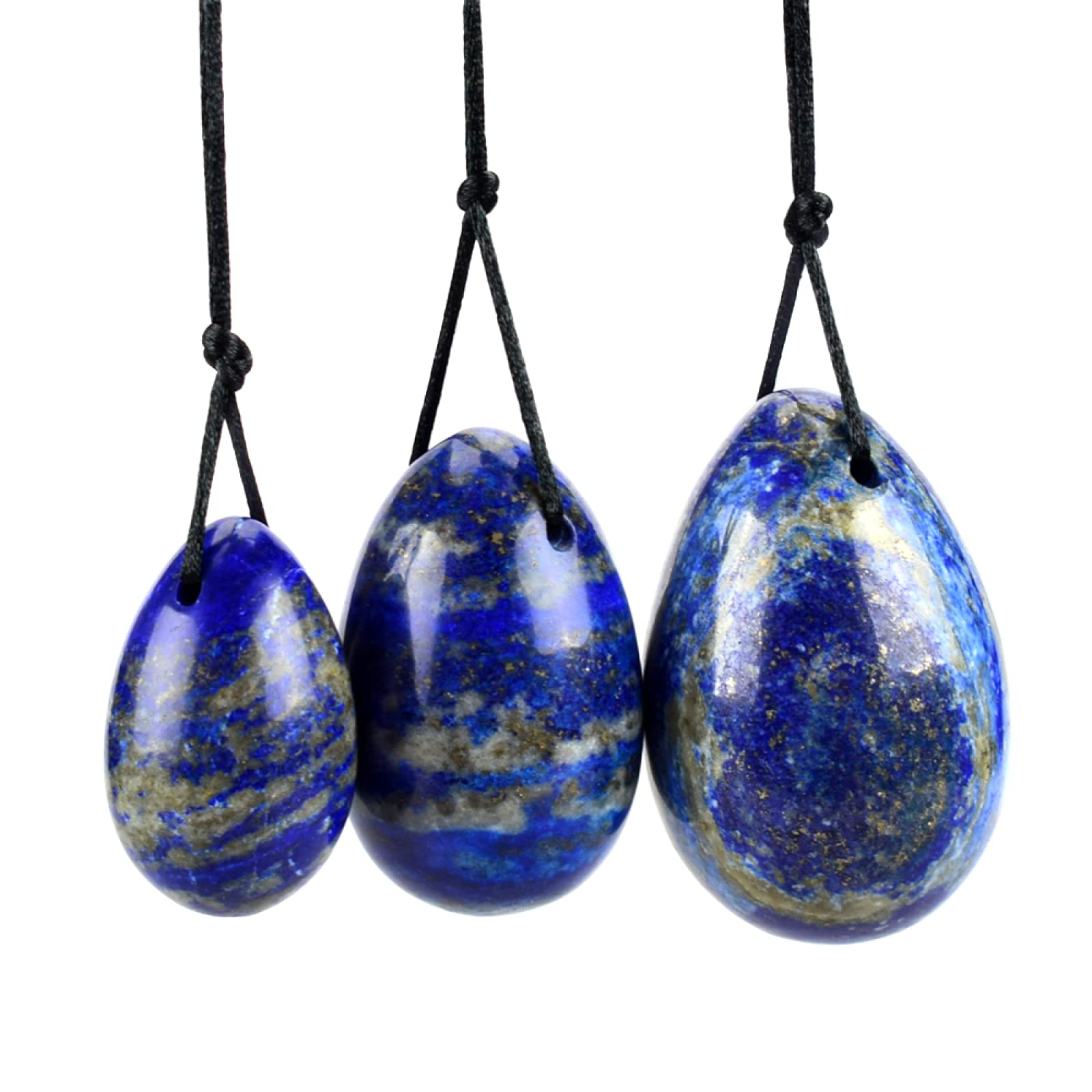 Lapis Lazuli Drilled Yoni Egg - Natural Stone Kegel Exercise Ball for Women - Enhance Pelvic Floor Strength & Intimate Wellness - Perfect for Yoga, Meditation & Tantric Practices