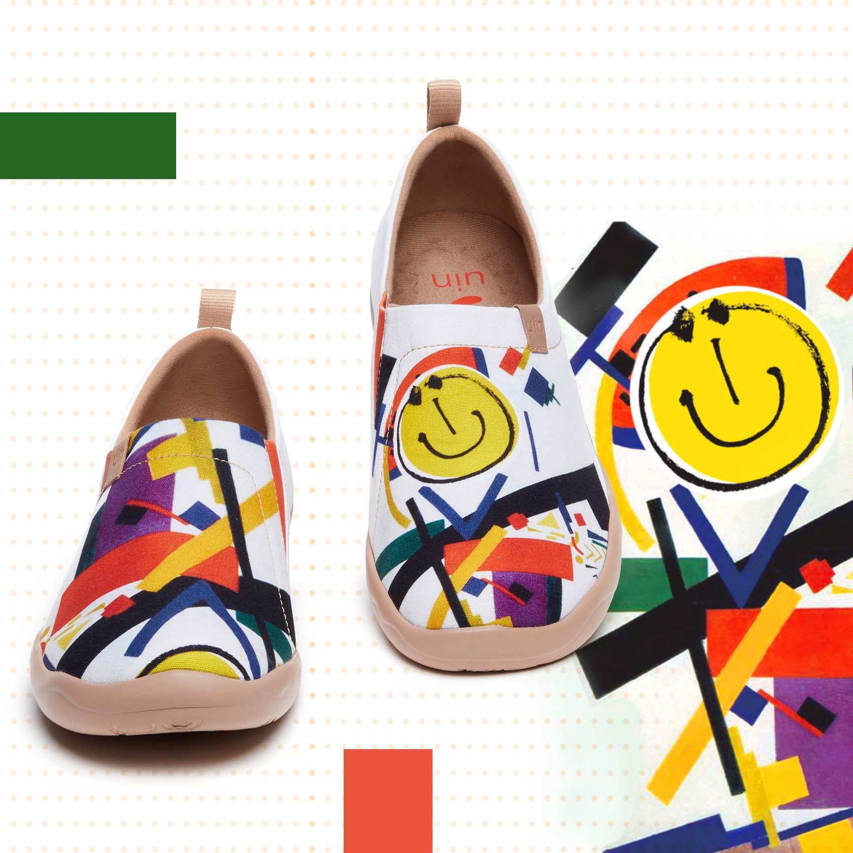 UIN Men's Slip-On Canvas Sneakers - Lightweight Casual Loafers with Artistic Painting | Comfortable Walking Shoes for Travel, Work & Everyday Wear
