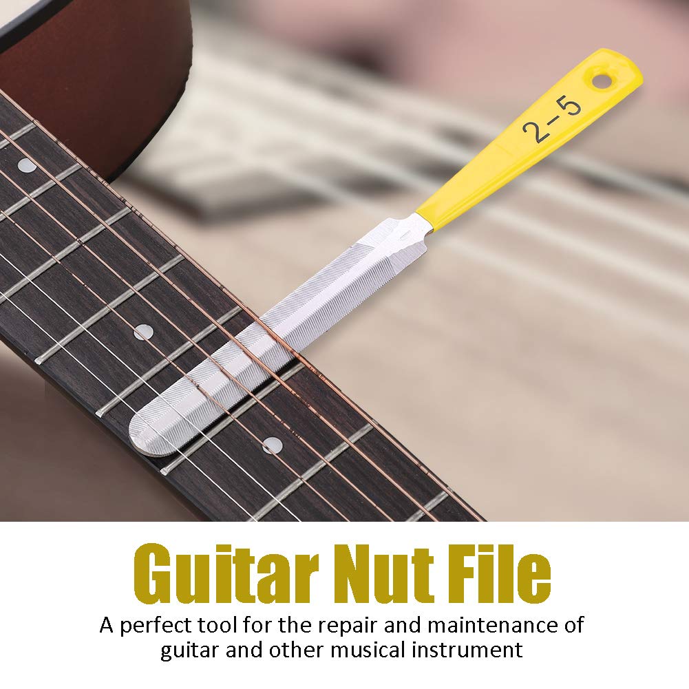 Alomejor 3-Piece Stainless Steel Guitar Nut Files Set - Professional Guitar Bridge & Nut Repair Tools for Luthiers & Musicians - Perfect for Guitar Maintenance, Setup & DIY Repairs at Home or Studio