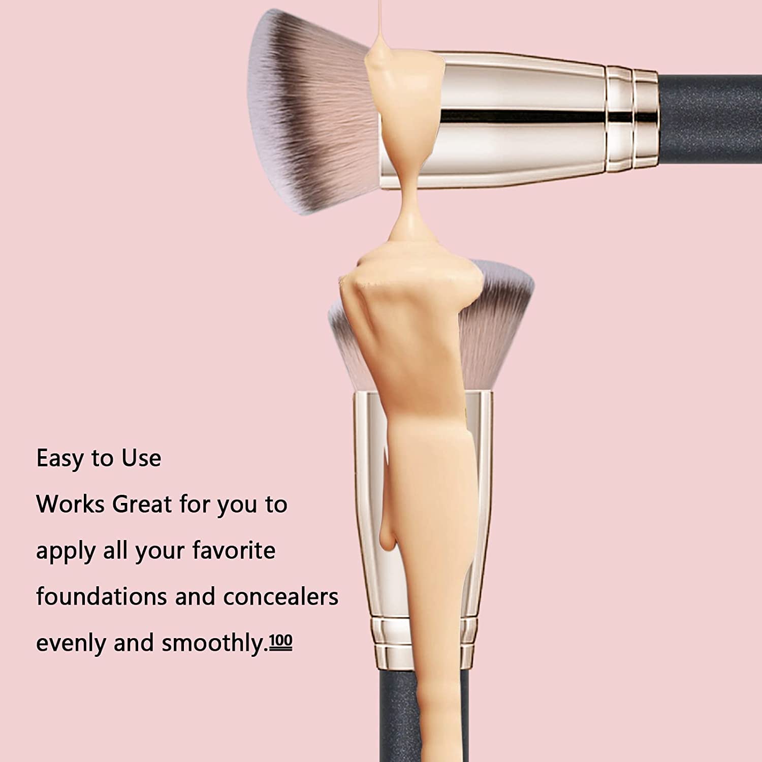 Famecia Angled Kabuki Brush - Liquid & Powder Foundation for Flawless Makeup