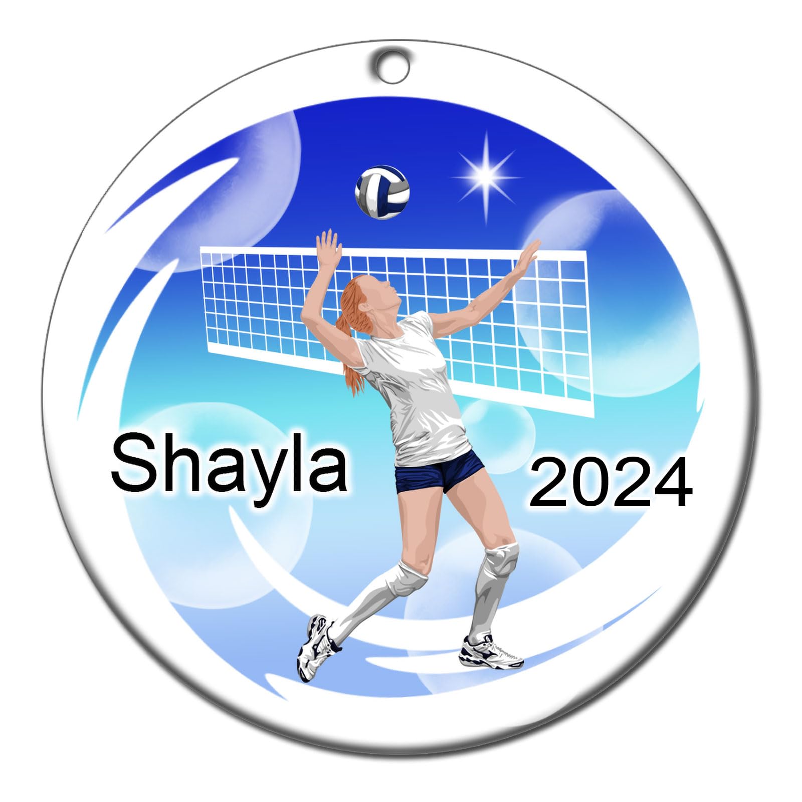 Volleyball Dreams Ornament - Red Haired Girl Volleyball Player Figurine | Christmas Tree Decoration & Sports Gift for Volleyball Lovers