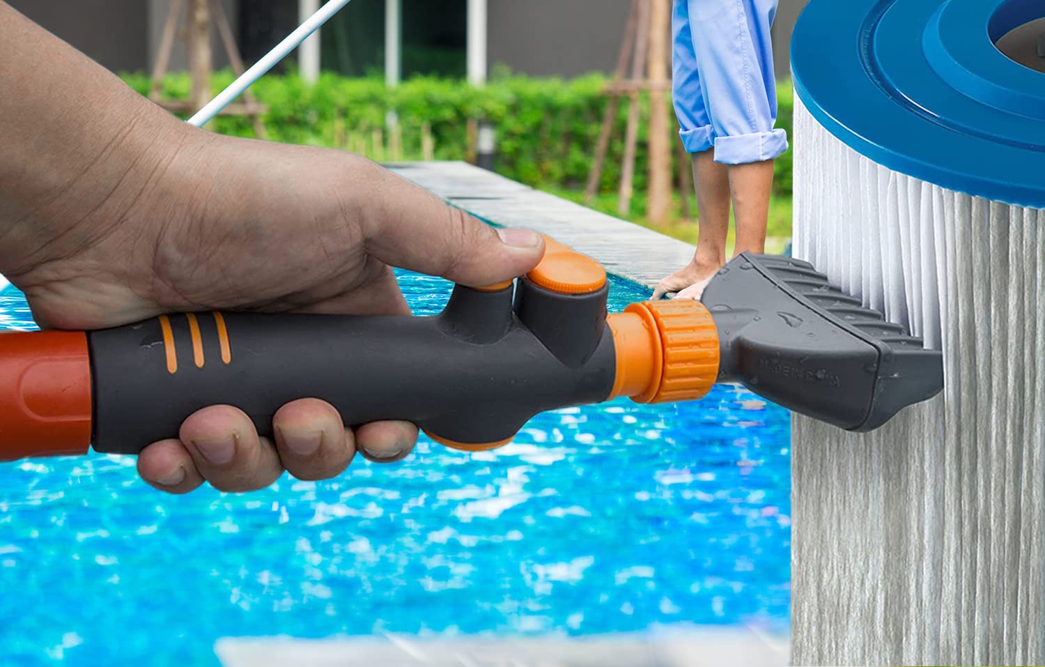 Pool Cartridge Filter Cleaner Tool - Efficient Filter Cleaning Wand for Spa, Hot Tub & Swimming Pool Maintenance | Perfect for Deep Cleaning Cartridge Filters, Removing Debris & Extending Filter Life