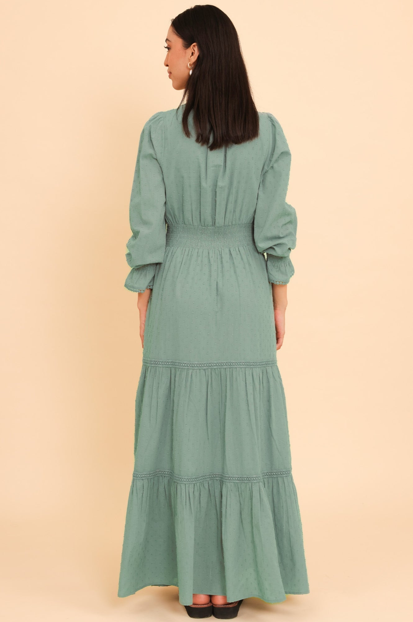 Purdie Women's Organic Cotton Dobby Dress in Light Khaki - Breathable Summer Casual Dress for Beach, Office & Everyday Wear