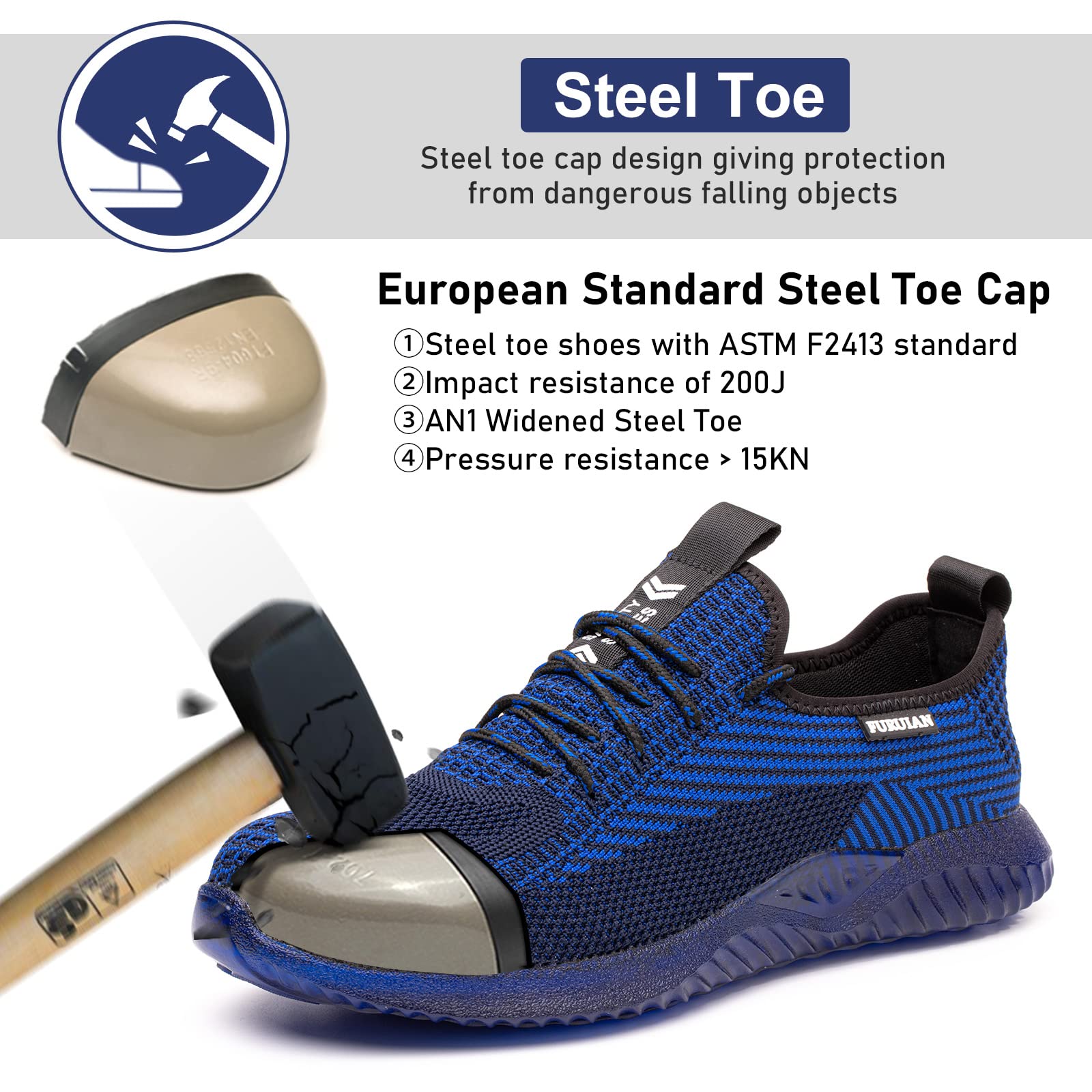 Steel Toe Shoes for Men & Women - Comfortable Non-Slip Safety Work Sneakers for Warehouse, Construction & Industrial Use | Durable & Protective Footwear