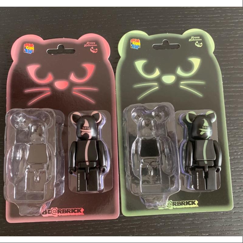 Limited Edition Medicom Be@rbrick 2016 Halloween Glow in The Dark Bearbrick Collectible Set - Rare Halloween-Themed Vinyl Art Toy for Display, Gifts & Anime Fans