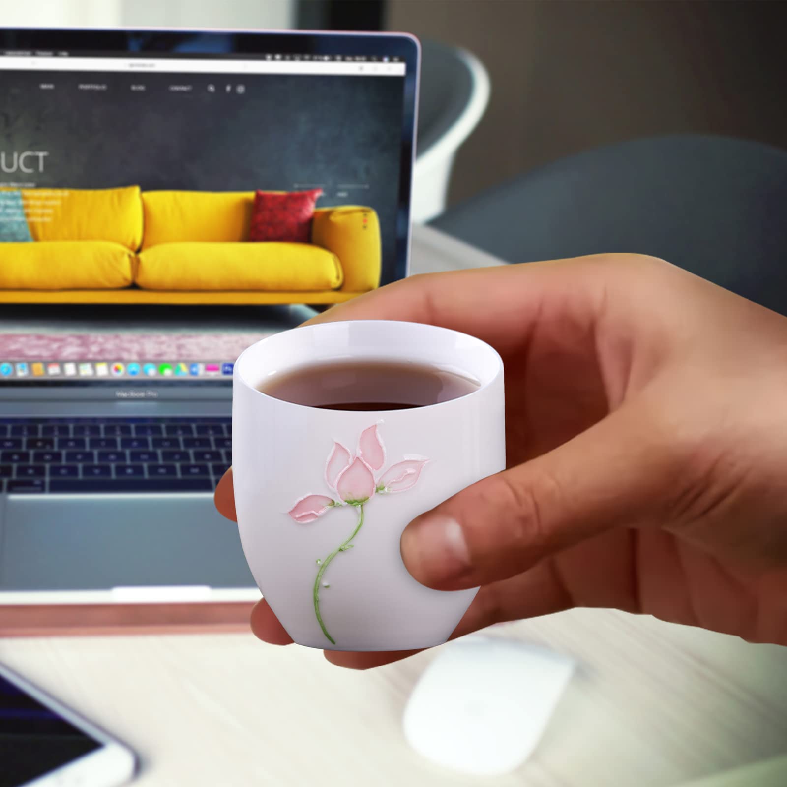 Premium 5oz Porcelain Espresso Cups Set of 6 - Elegant Mini Coffee Mugs & Demitasse Cups for Tea, Latte, Milk - Perfect for Home, Office, Cafe & Restaurant Use