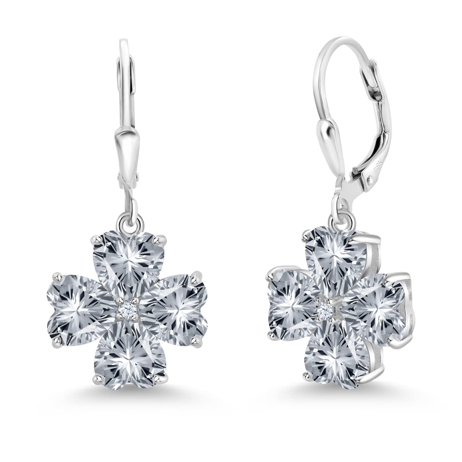 Gem Stone King 6MM Heart Shaped Birthstone Leverback Drop Earrings for Women - 925 Sterling Silver Fine Jewelry | Perfect Gift for Mom, Wife, Daughter | Valentine's Day, Anniversary, Birthday Gift Idea