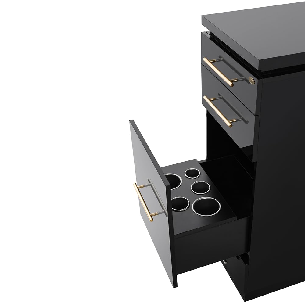 Dir Salon Styling Station Cabinet - Professional Beauty Salon Side Station with Storage | Perfect for Hair Styling, Makeup Application & Salon Organization