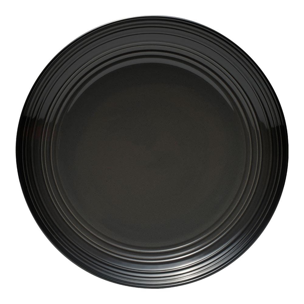 Swirl Black Coupe with Graphite Ombre Accent 16-Piece Dinnerware Set - Service for 4 - Elegant Tableware for Fine Dining, Dinner Parties & Home Decor