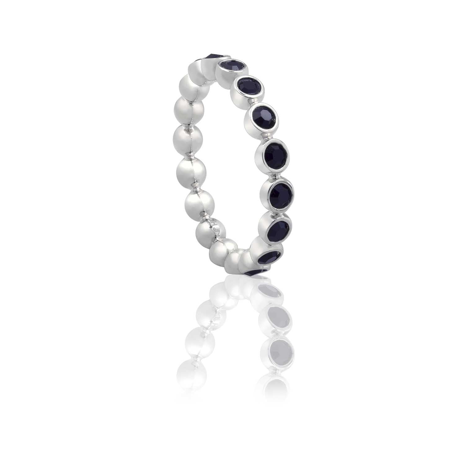 Black Stone Forever Stacking Ring Set - Dainty Adjustable Minimalist Stackable Rings for Women - Perfect for Layering, Everyday Wear & Gift Giving