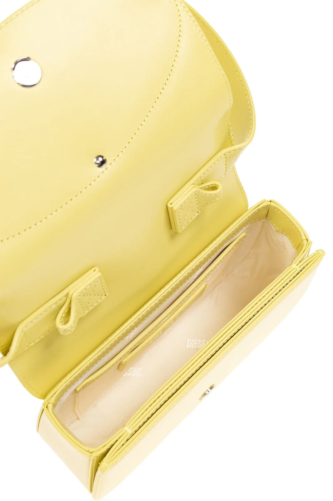 DIESEL 1DR Leather Shoulder Bag for Women - Yellow Crossbody Purse with Plaque Logo - Perfect for Work, Travel & Everyday Use
