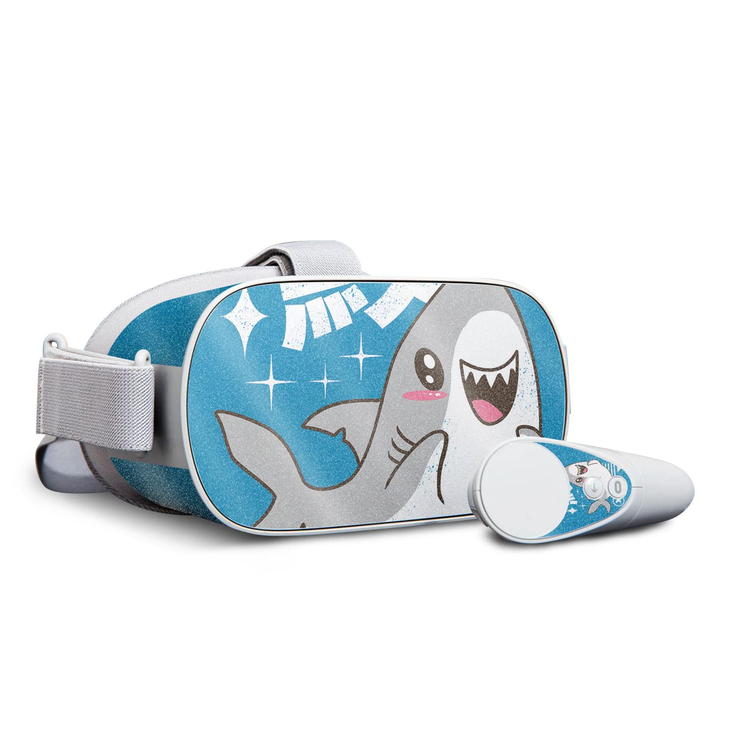 MightySkins Glossy Glitter Protective Skin Cover for Oculus Go VR Headset - Shark Kawaii Design | Durable Scratch-Resistant High-Gloss Finish | Easy to Apply & Remove | Made in USA | Perfect for Gaming, VR Parties & Customizing Your Device