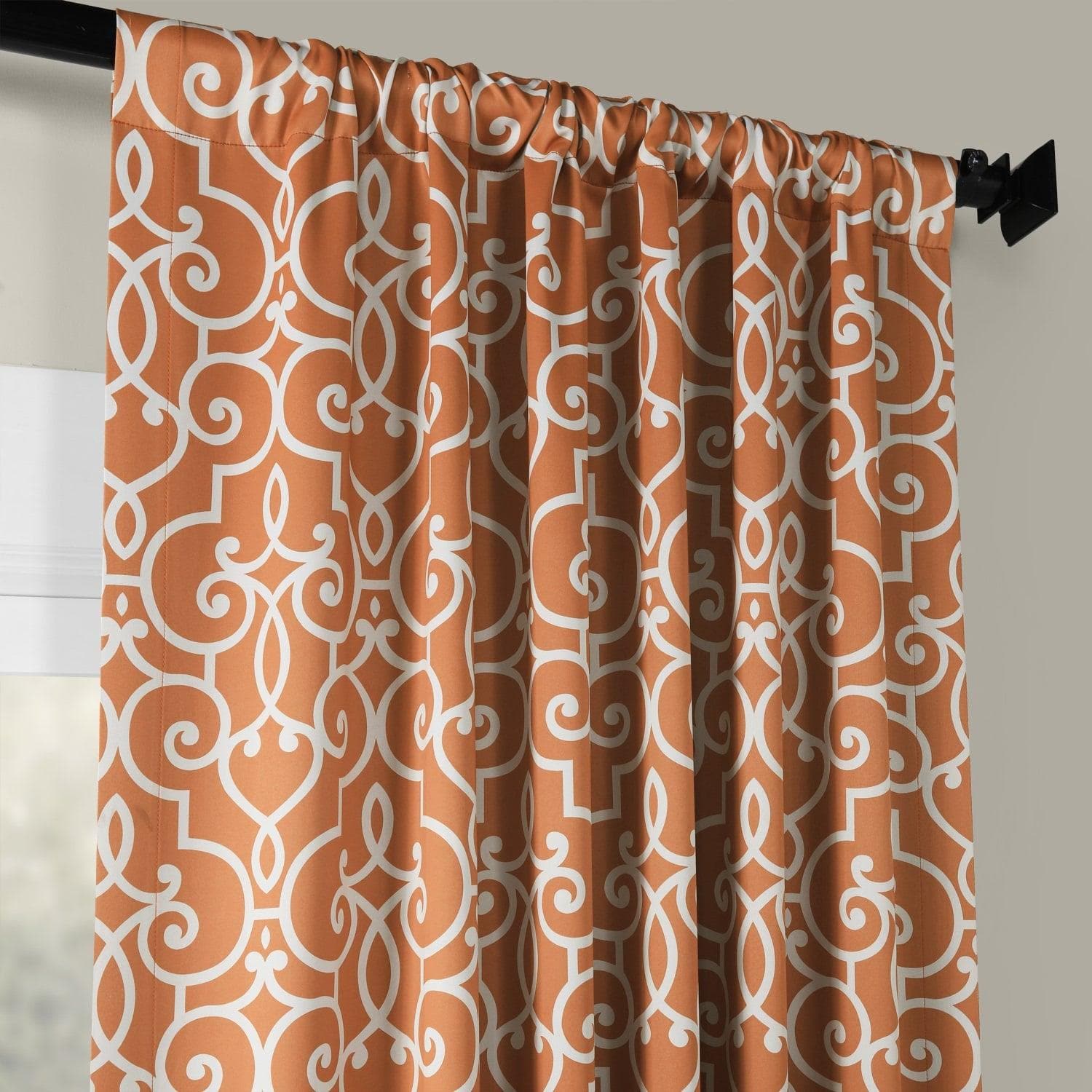 Stylish Rust Geometric Blackout Curtains for Bedroom & Living Room - Modern Window Treatment for Light Blocking & Privacy