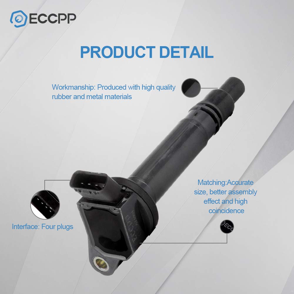 High-Performance ECCPPS Ignition Coil Replacement for Toyota Lexus Scion - Compatible with 90919-02256, UF507, C1596, UF-507, UF587 Models - Perfect for Engine Performance & Fuel Efficiency Enhancement