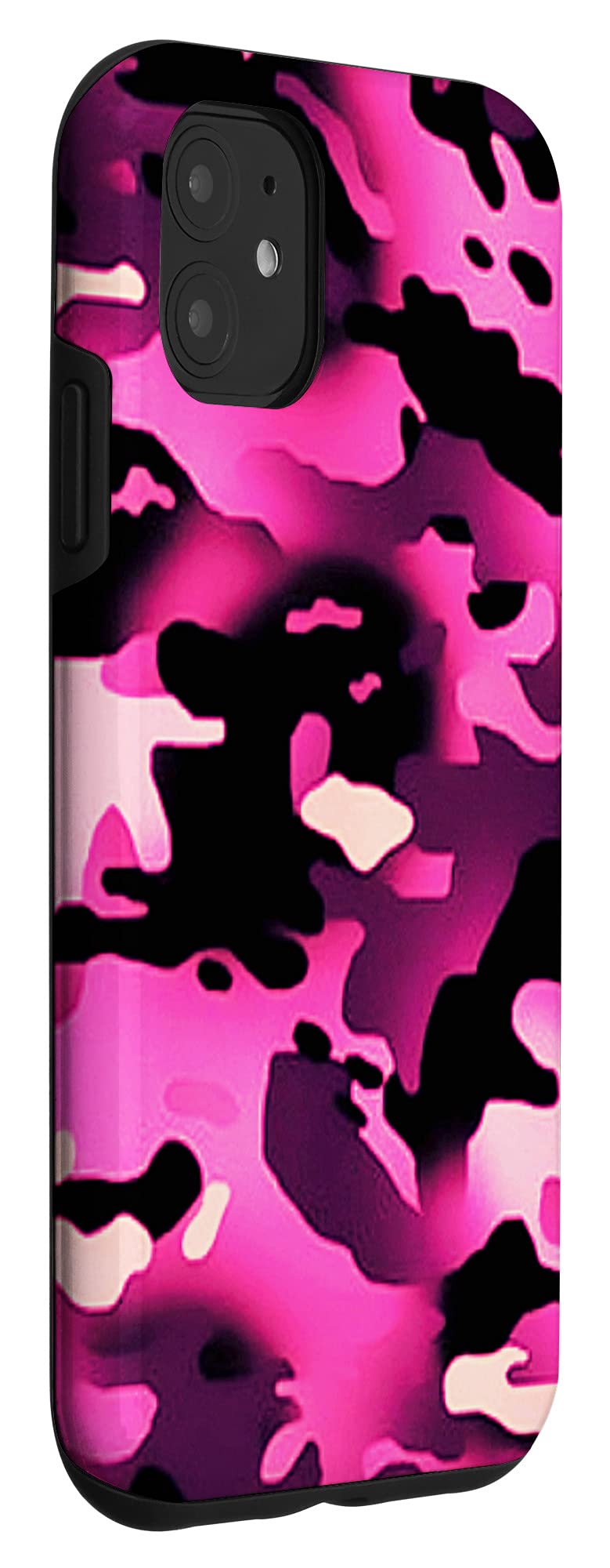 iPhone 11 热粉色迷彩炫酷手机壳 - 防摔保护套，适合户外运动、旅行和日常使用