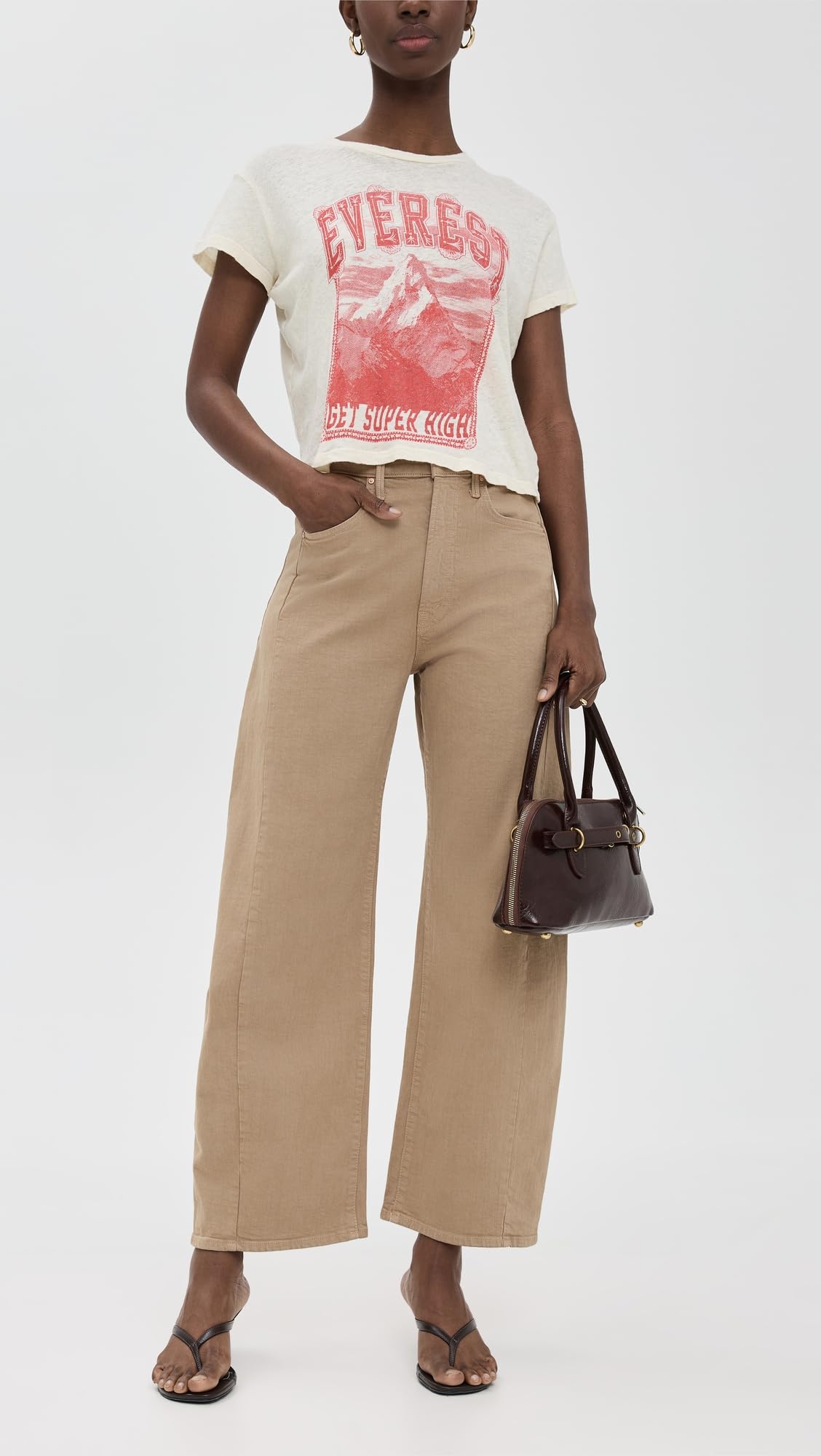MOTHER Women's The Half Pipe High-Rise Flood Jeans - Stylish Distressed Denim for Casual Outings & Weekend Wear