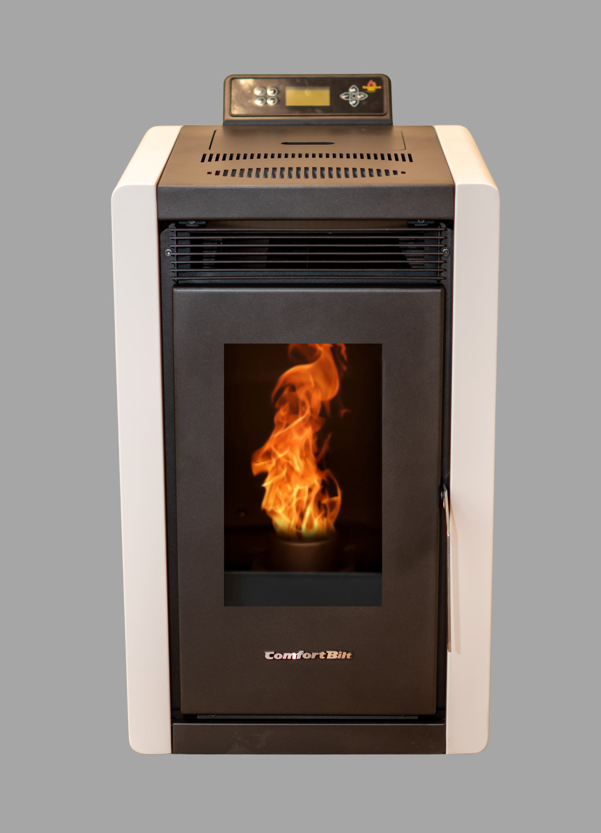 ComfortBilt HP40 Compact Small Pellet Stove - White Art Deco Retro Style | Efficient Home Heating for Cabins, Tiny Houses & RV Living
