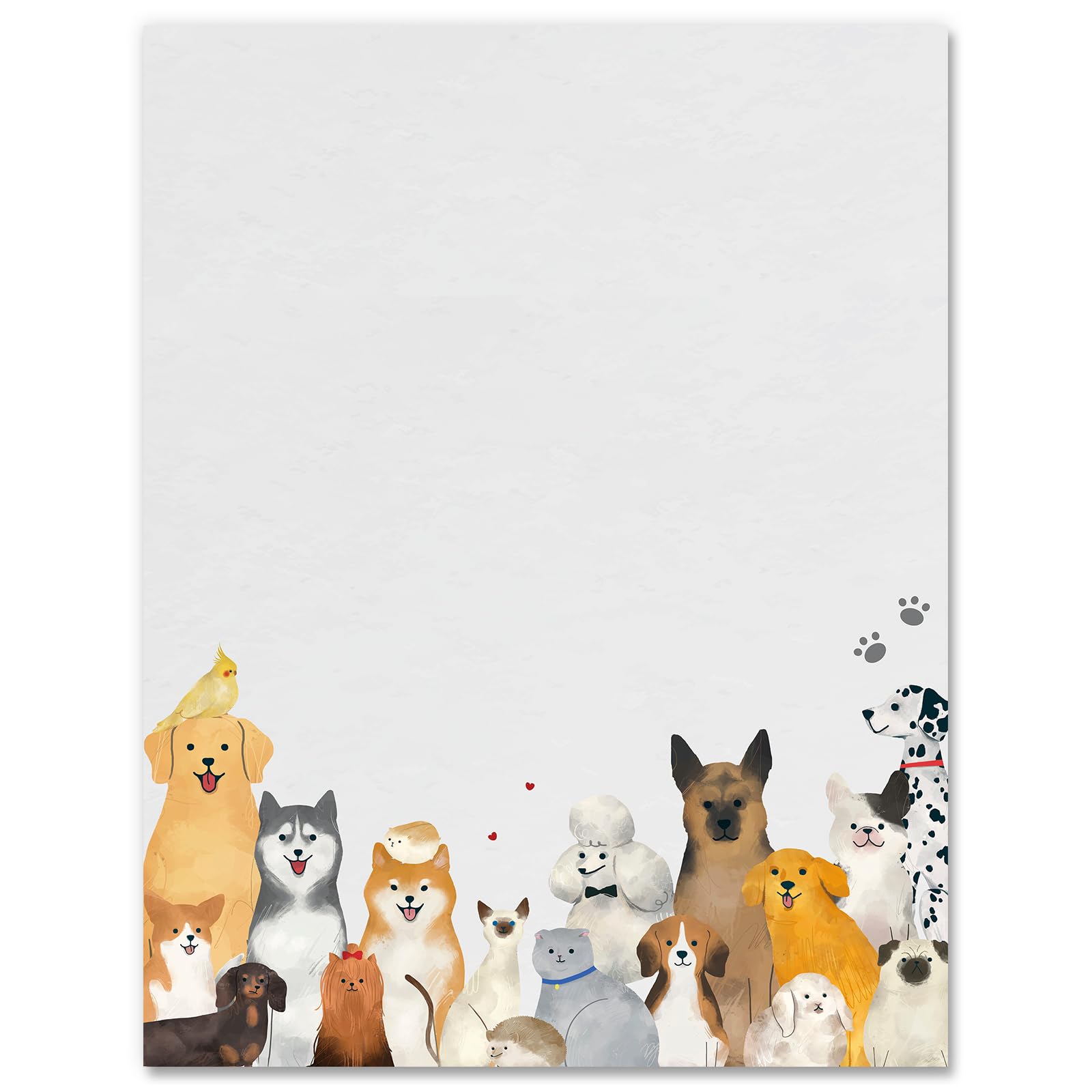 AnyDesign 60 Sheets Cute Puppy Animal Letter Paper - 8.5 x 11 Inch White Writing Paper for Kids, School, Office & Creative Projects