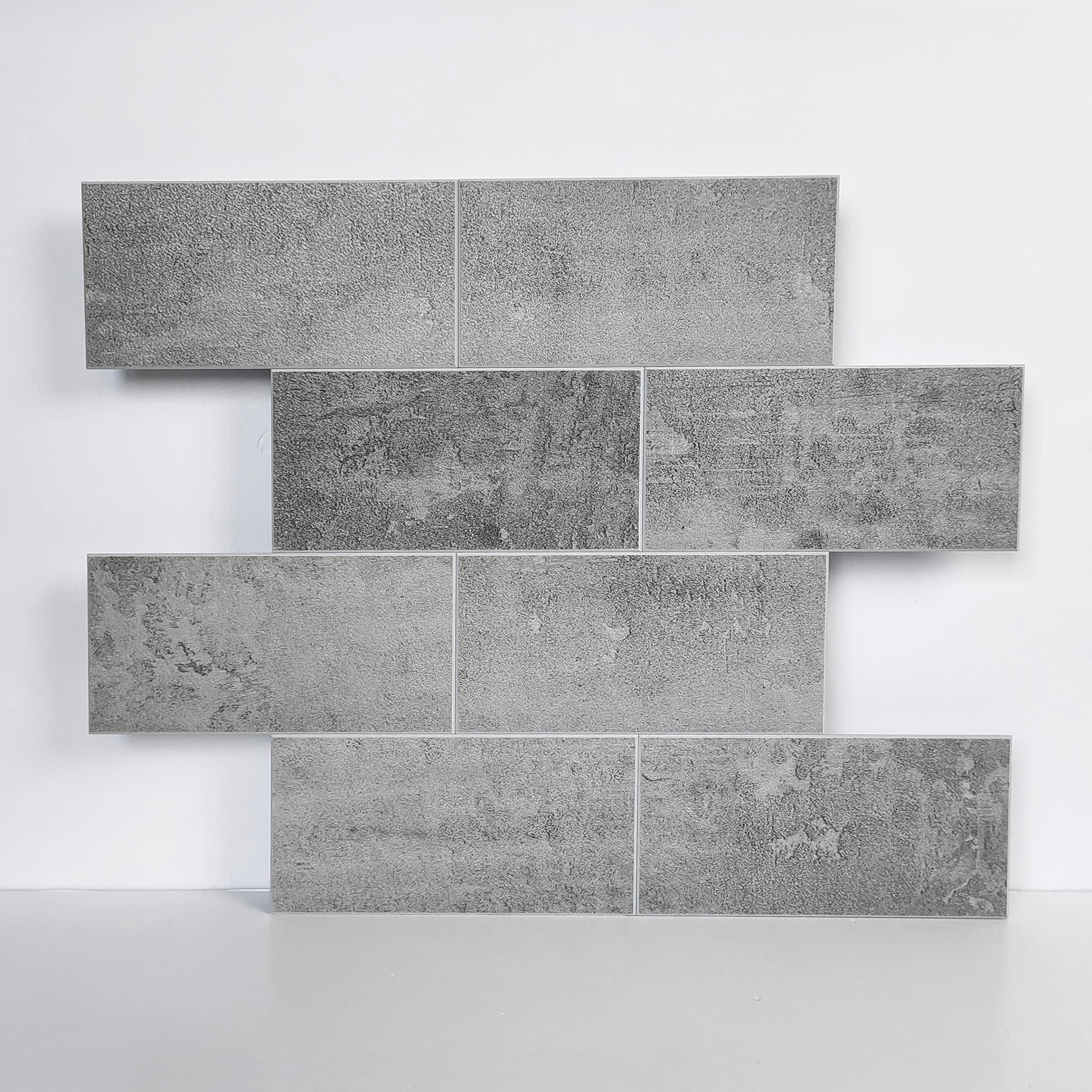 COLAMO Luxury 10-Sheet Peel and Stick Wall Tile - Medium Cement Gray Faux Stone Mosaic Subway Tile for Kitchen Backsplash, Bathroom, RV & Accent Wall | Self-Adhesive Brick Tiles for Easy DIY Home Renovation & Decoration