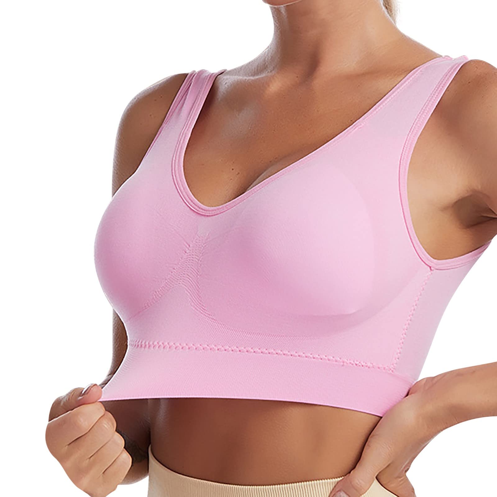 Plus Size Women's Seamless Sports Bra - High Support, Removable Pads, Breathable Workout Top for Yoga, Running & Gym
