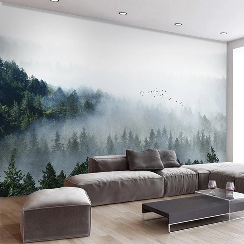 Cloudy Morning Birds Wallpaper Mural - Stunning Nature-Inspired Wall Decor for Living Room & Bedroom
