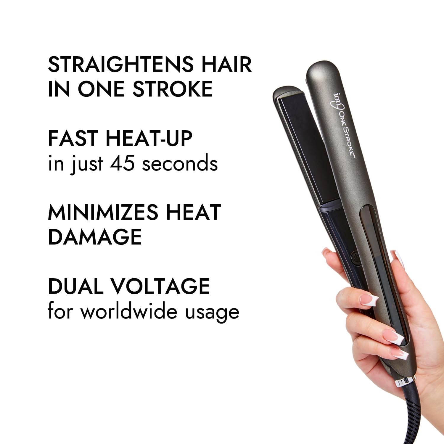 Ion One Stroke 1 Inch Flat Iron Hair Straightener - Professional Ceramic Styling Tool for Smooth & Shiny Hair - Perfect for Home & Salon Use