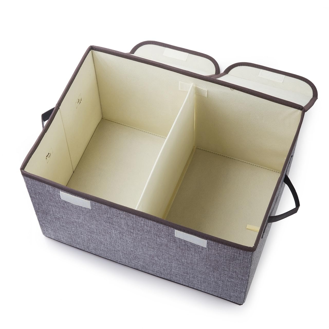 Enova Home Collapsible Fabric Storage Bins with Lids - Foldable Cloth Organizer Baskets for Home, Office & Closet Organization (Grey) - Perfect for Bedroom, Bathroom & Kids Room Storage Solutions