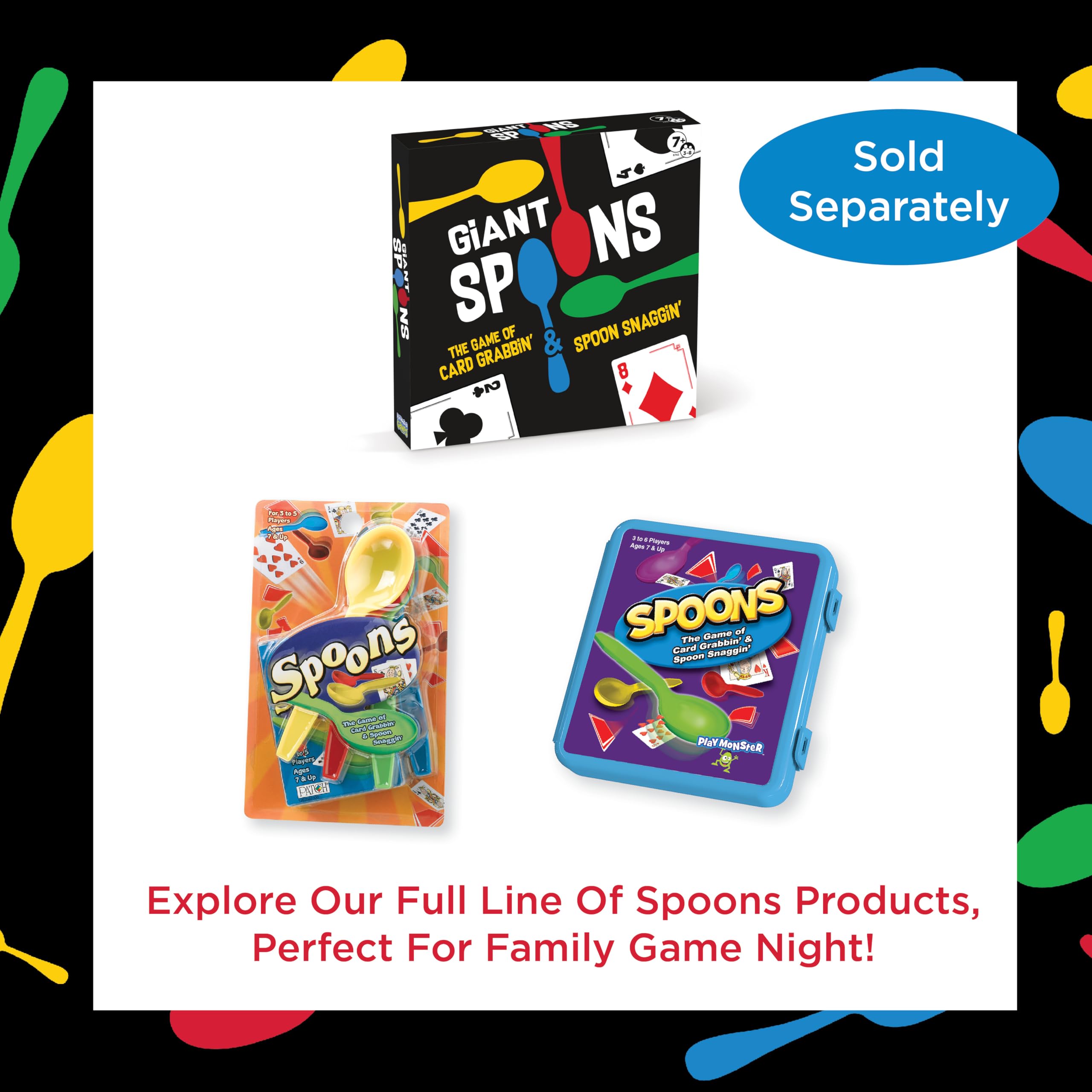 Giant Spoons Card Game - Fun Family Party Game for Kids & Adults (Ages 7+), Includes Deck of Cards for 3-6 Players - Perfect for Game Nights, Travel Entertainment, and Group Gatherings