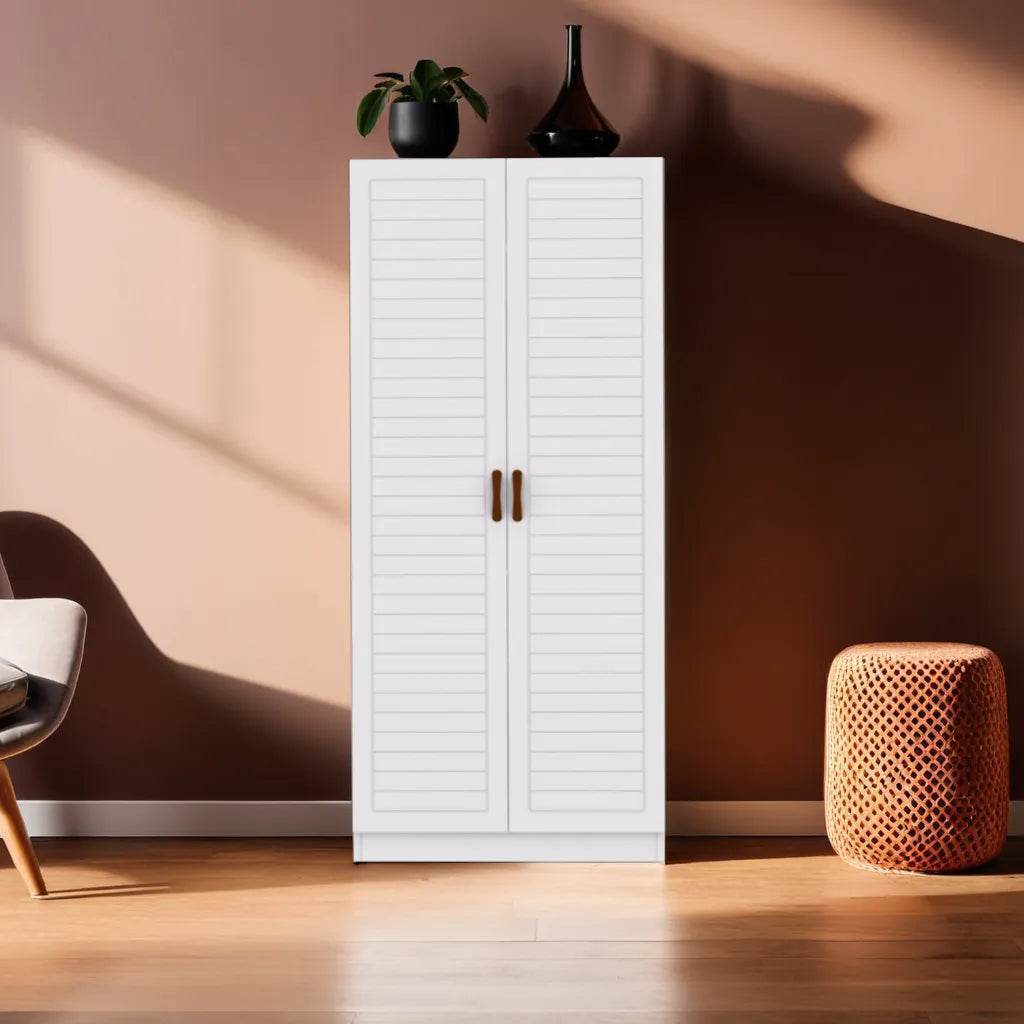 Jimene White Tall Shoe Cabinet - 6-Tier Shoe Organizer with Doors, Modern Entryway Storage for Shoes, Boots & Accessories - Perfect for Hallway, Closet & Bedroom Organization