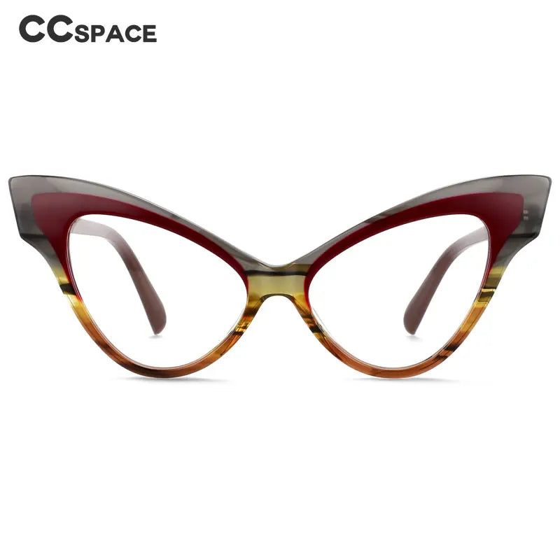 CCspace Unisex Full Rim Oversized Cat Eye Acetate Eyeglasses 55270 - Retro Fashion Glasses for Women & Men - Perfect for Office, Reading, and Stylish Everyday Wear