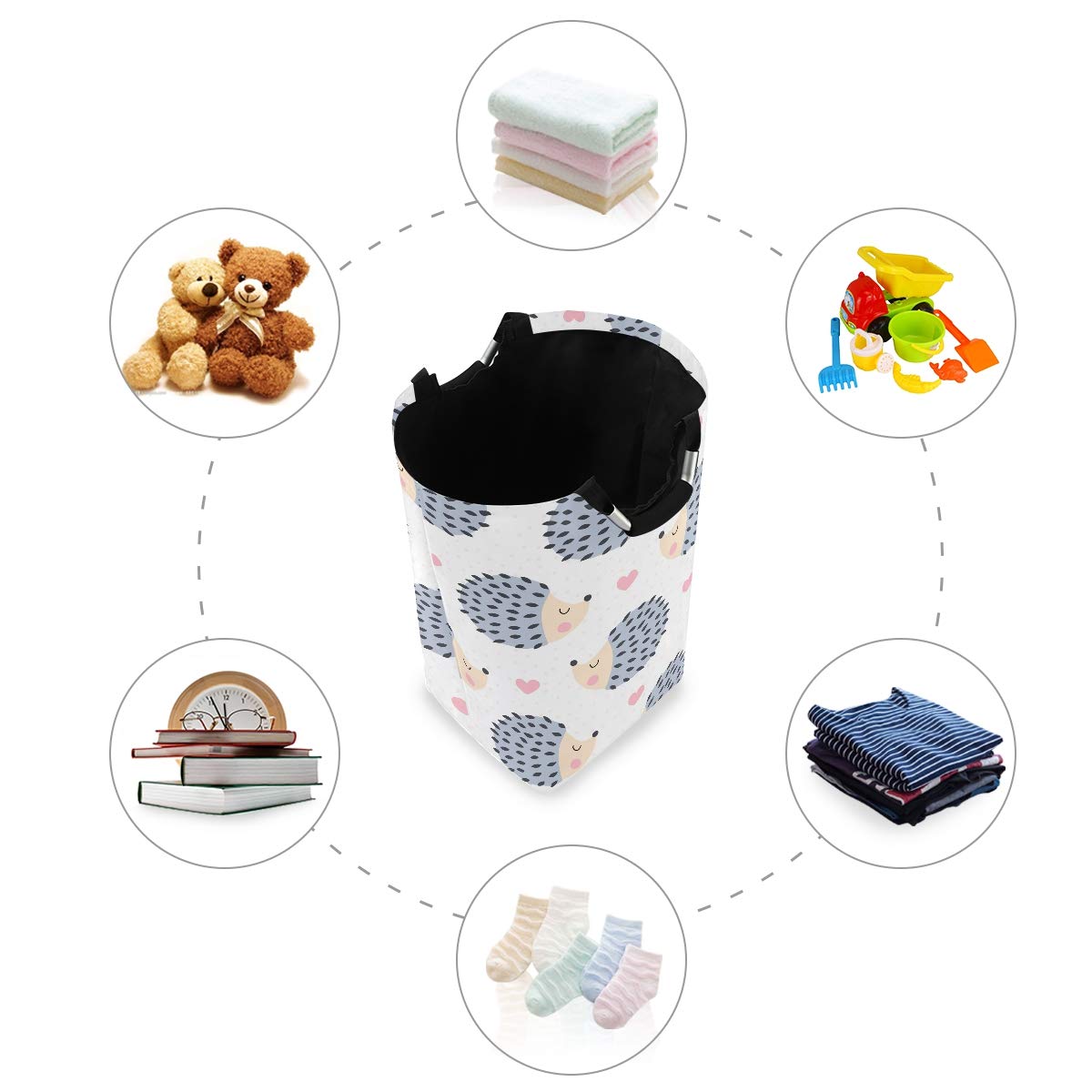 Foldable Hedgehog Polka Dot Laundry Basket - Large Hamper Organizer for Dirty Clothes, Picnic Basket & Toy Storage | Perfect for Home, Dorm, Camping & Travel Use