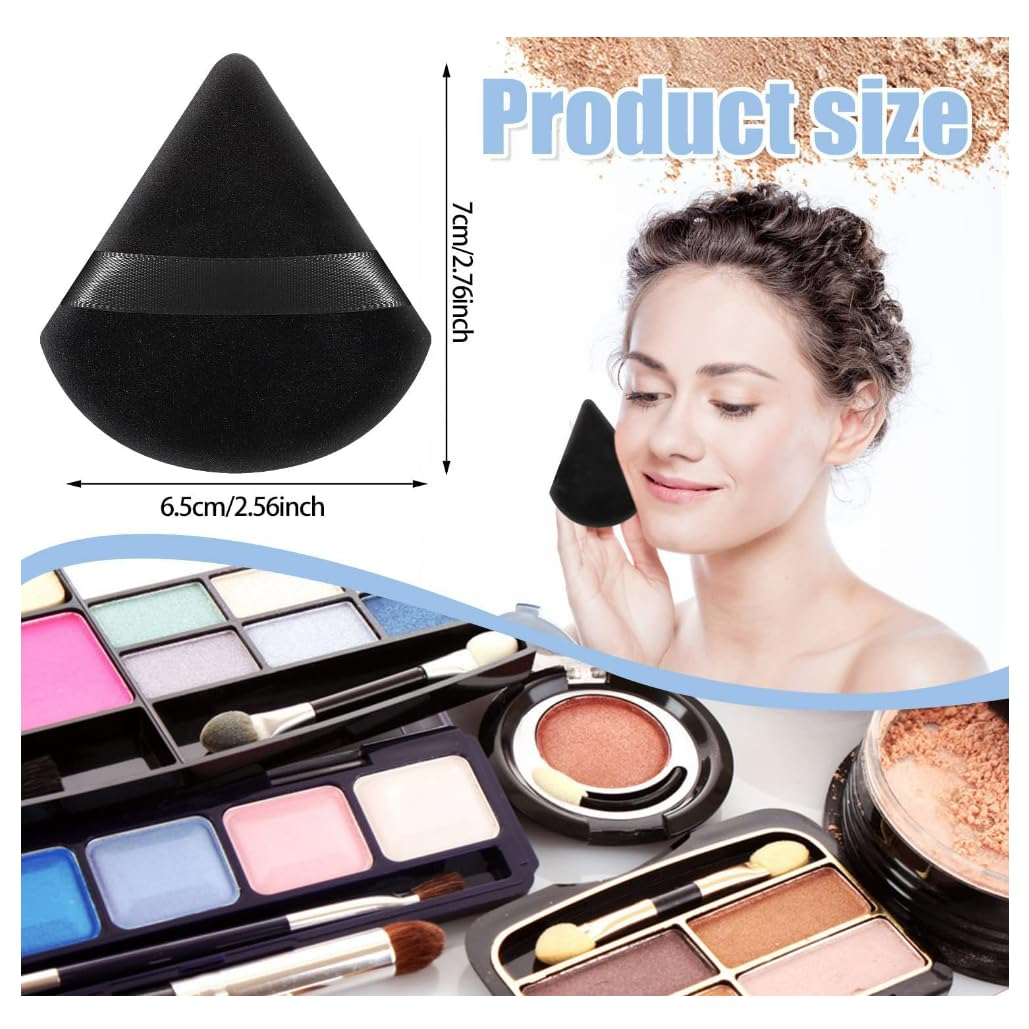 COSSESS Triangle Powder Puff - 2 Pack Makeup Sponge for Loose & Body Powder | Wet & Dry Cosmetic Sponge for Contouring, Under Eyes & Face | Soft Cotton Blender for Flawless Makeup Application | Perfect for Daily Use & Professional Makeup Kits
