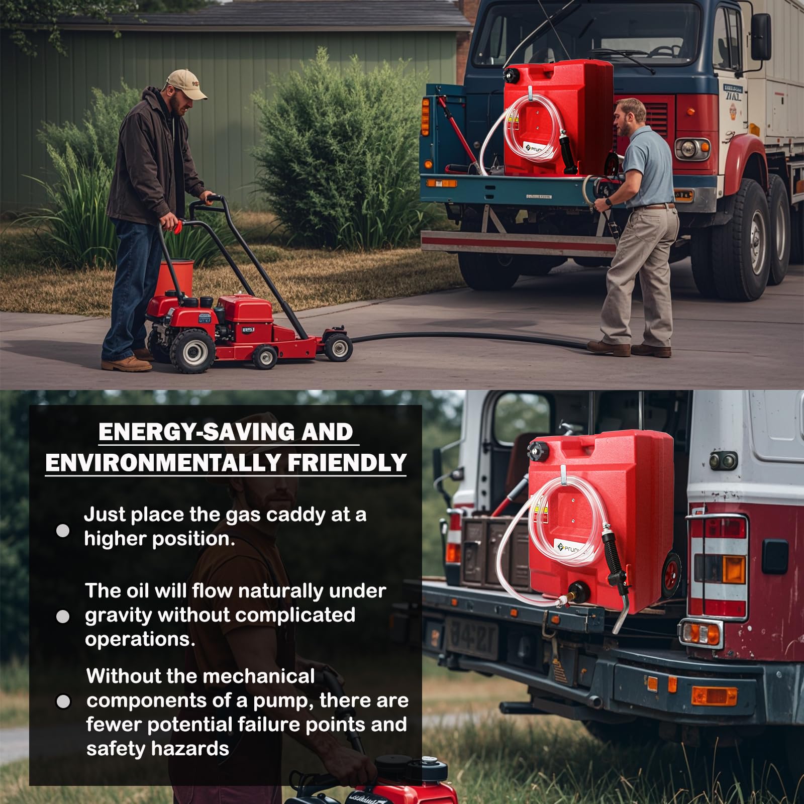 12.5 Gallon Portable Gas Fuel Tank with Wheels & Siphon Pump - Heavy Duty Gasoline & Diesel Storage Container for Boats, Cars, Lawn Mowers, ATVs - Ideal for Outdoor, Marine & Emergency Fuel Transfer (Red)