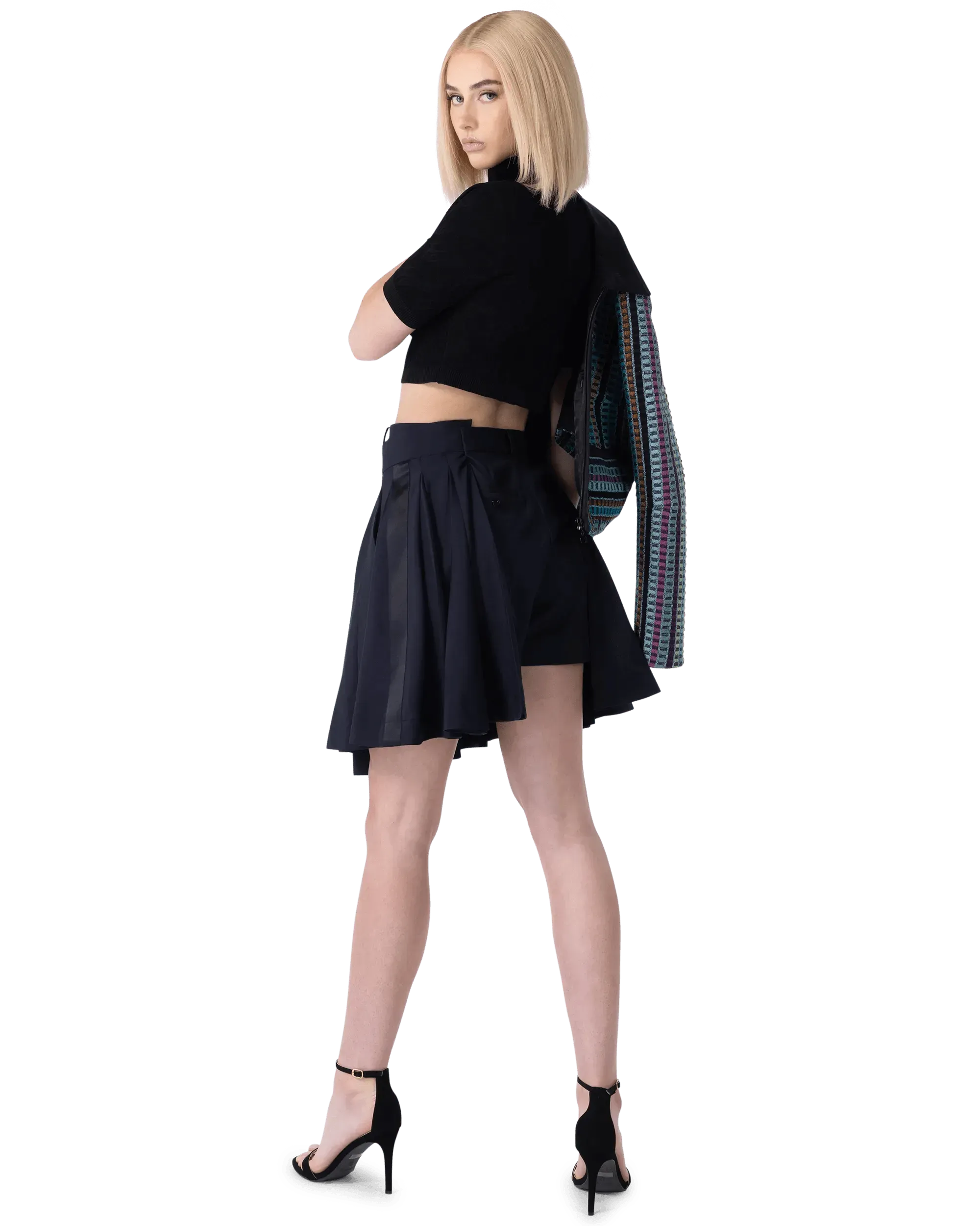 Fendi Brush Mock Neck Crop Top for Women | Trendy Short Sleeve Fashion Tops | Perfect for Casual Outings, Parties & Date Nights