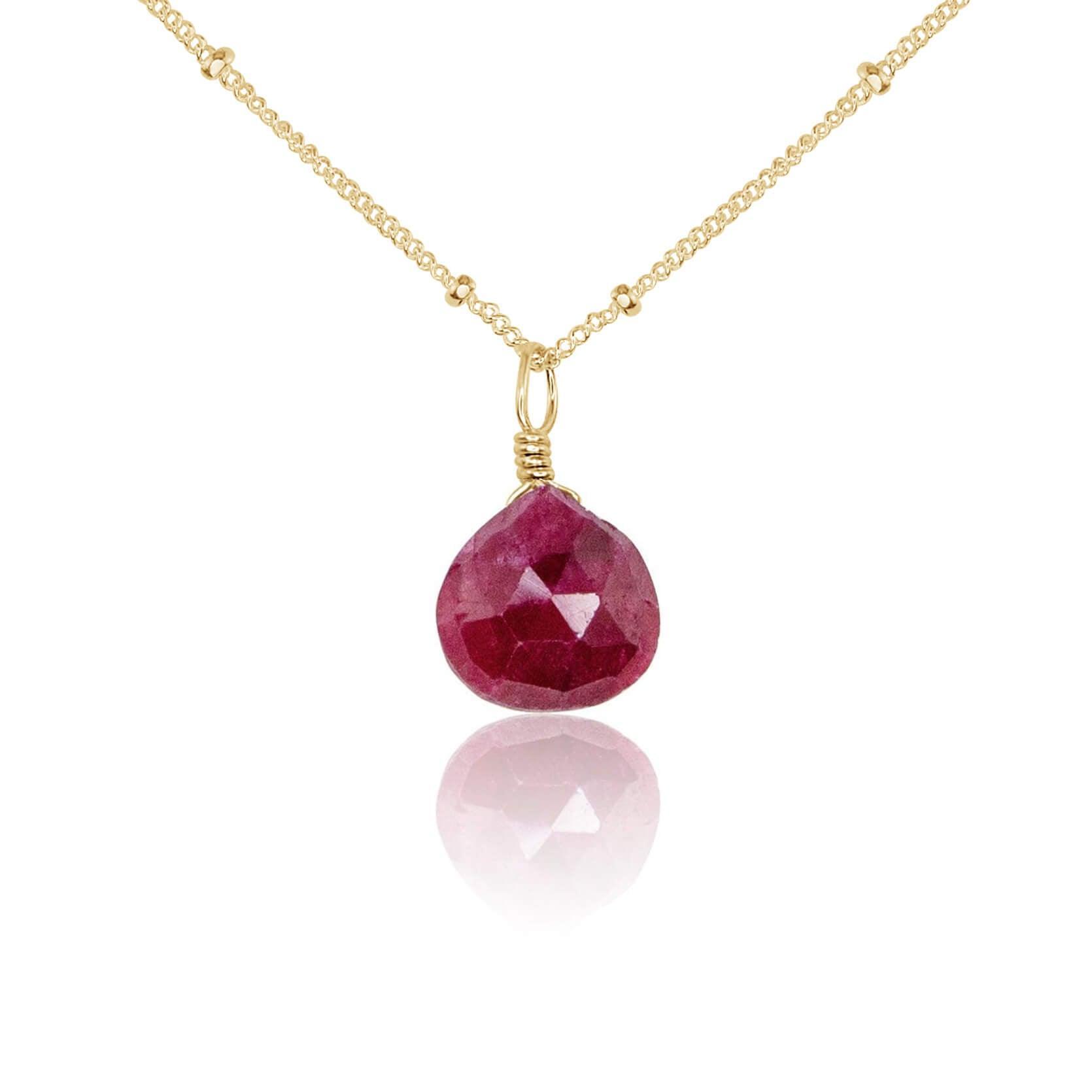 Elegant Tiny Ruby Teardrop Crystal Pendant Necklace - Perfect for Valentine's Day Gifts, Anniversary Presents & Special Occasions