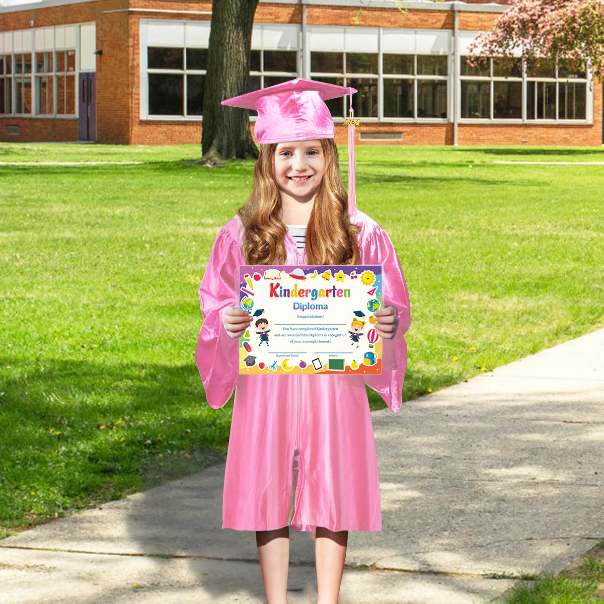 Kindergarten Graduation Cap and Gown Set with Tassel & Stole - Preschool Graduation Certificate for Kids - Perfect for Preschool Ceremony, Kindergarten Celebration & Photo Shoots